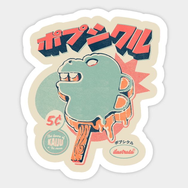 Kaiju Ice pop - A Kaiju Ice Cream Sticker by Ilustrata